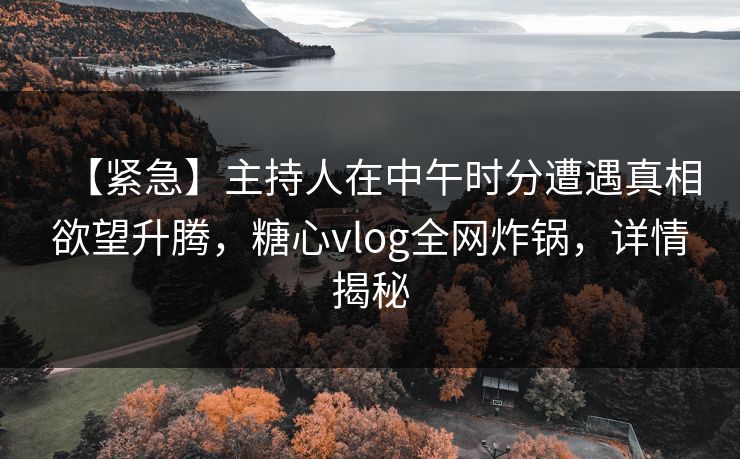【紧急】主持人在中午时分遭遇真相欲望升腾，糖心vlog全网炸锅，详情揭秘