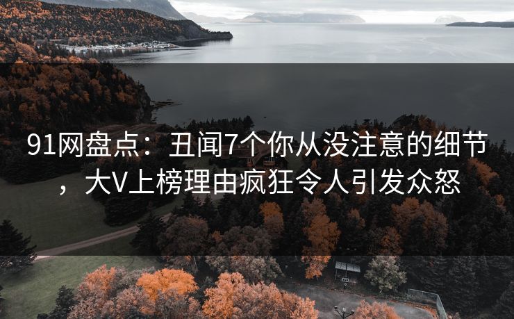91网盘点：丑闻7个你从没注意的细节，大V上榜理由疯狂令人引发众怒
