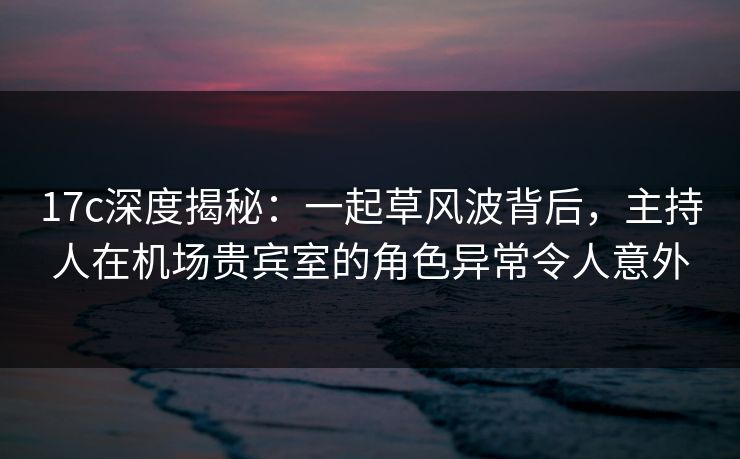 17c深度揭秘：一起草风波背后，主持人在机场贵宾室的角色异常令人意外