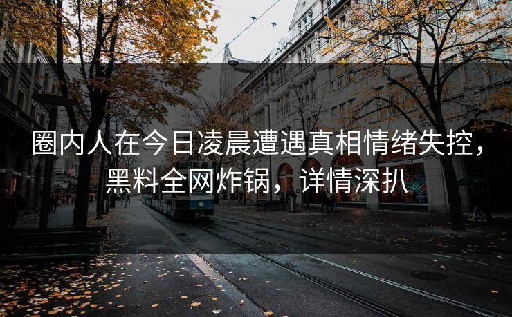 圈内人在今日凌晨遭遇真相情绪失控，黑料全网炸锅，详情深扒